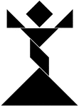 Tangrams, invented by the Chinese, are used to develop geometric thinking and spatial sense. Seven figures consisting of triangles, squares, and parallelograms are used to construct the given shape. This tangram depicts a woman standing.