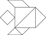 Tangrams, invented by the Chinese, are used to develop geometric thinking and spatial sense. Seven figures consisting of triangles, squares, and parallelograms are used to construct the given shape. This tangram depicts a hogfish.