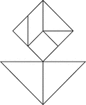 Tangrams, invented by the Chinese, are used to develop geometric thinking and spatial sense. Seven figures consisting of triangles, squares, and parallelograms are used to construct the given shape. This tangram depicts a flower.