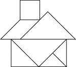 Tangrams, invented by the Chinese, are used to develop geometric thinking and spatial sense. Seven figures consisting of triangles, squares, and parallelograms are used to construct the given shape. This tangram depicts a medium house.