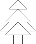 Tangrams, invented by the Chinese, are used to develop geometric thinking and spatial sense. Seven figures consisting of triangles, squares, and parallelograms are used to construct the given shape. This tangram depicts a tree.