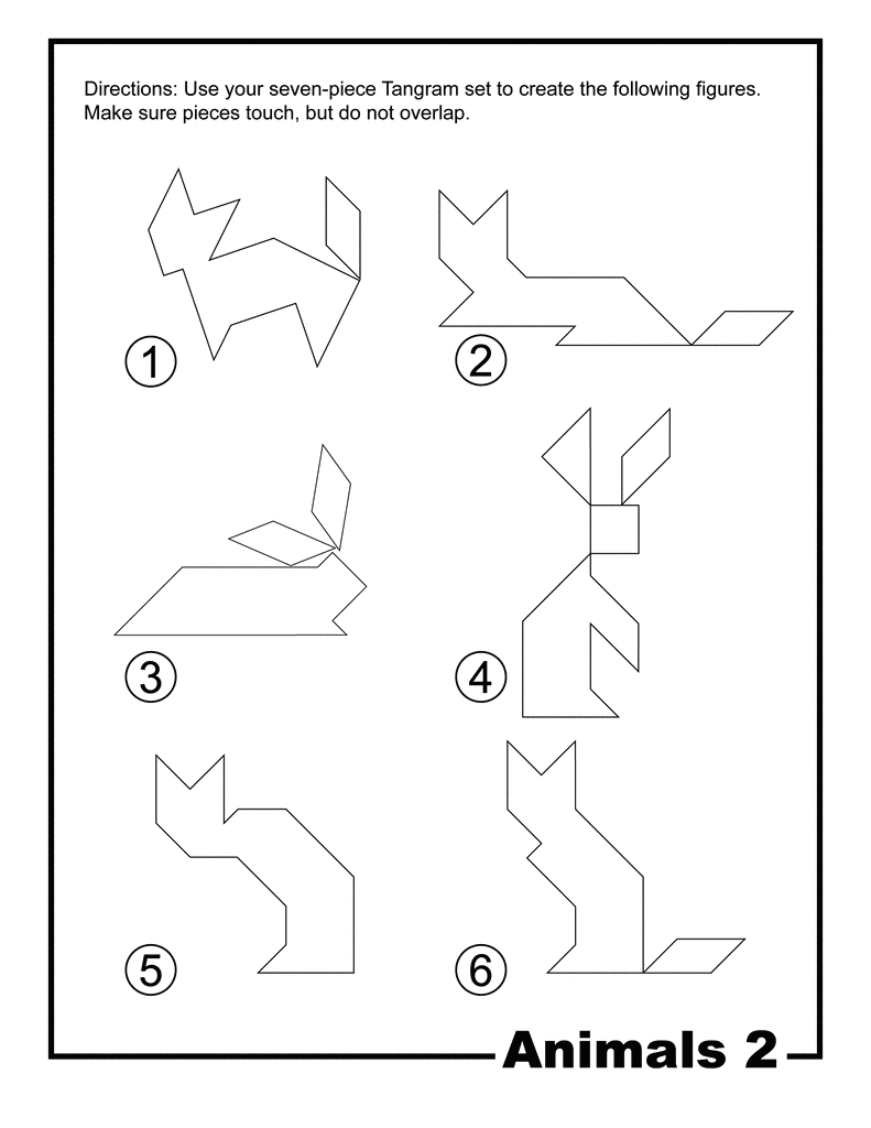 printable 2nd grade worksheet for Outline Card #2 ClipArt Tangram   ETC Animals