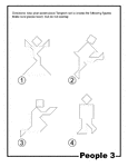 Outlines of people (woman standing, water skier, woman kneeling, man walking) made from tangram pieces. Tangrams, invented by the Chinese, are used to develop geometric thinking and spatial sense. 7 figures consisting of triangles, squares, and parallelograms are used to construct the given shapes.