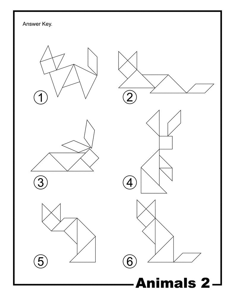 Tangram Sitting Cat Shape and Solution