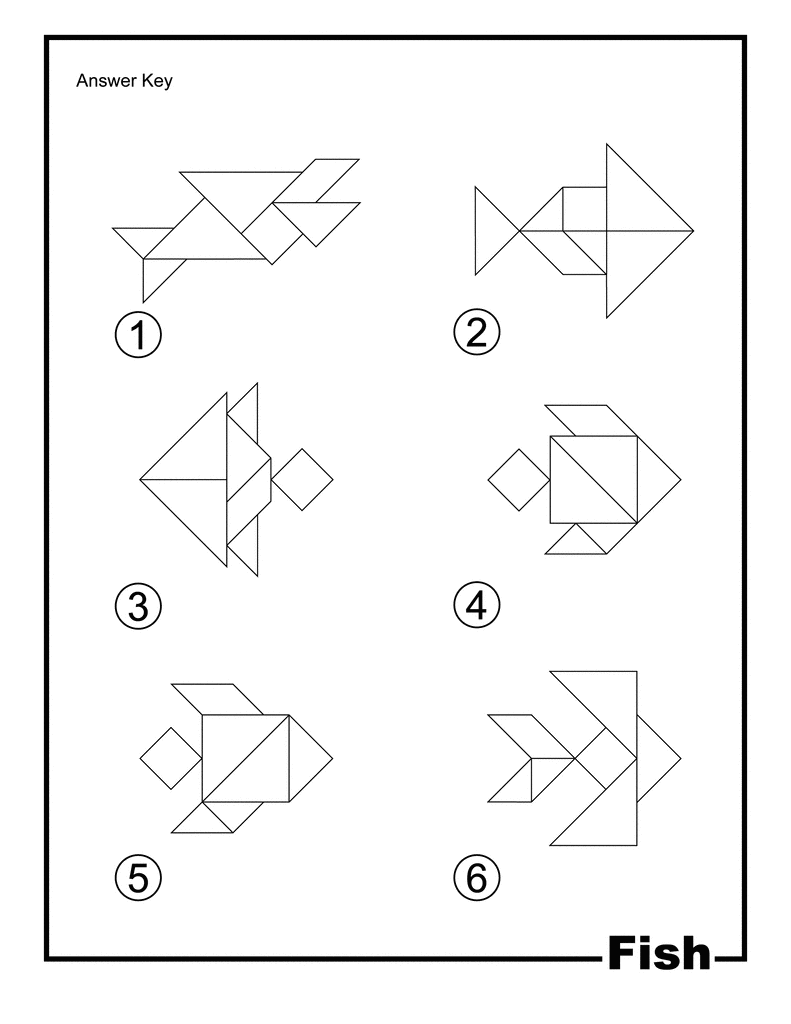 fish outline solution tangram card clipart etc