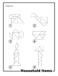 Solutions for outlines of household items (iron, pipe, kettle, cup, candle, hammer) made from tangram pieces. Tangrams, invented by the Chinese, are used to develop geometric thinking and spatial sense. 7 figures consisting of triangles, squares, and parallelograms are used to construct the given shapes.