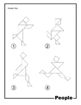 Solutions for outlines of people (runners) made from tangram pieces. Tangrams, invented by the Chinese, are used to develop geometric thinking and spatial sense. 7 figures consisting of triangles, squares, and parallelograms are used to construct the given shapes.