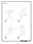 Solutions for outlines of people (woman standing, water skier, woman kneeling, man walking) made from tangram pieces. Tangrams, invented by the Chinese, are used to develop geometric thinking and spatial sense. 7 figures consisting of triangles, squares, and parallelograms are used to construct the given shapes.