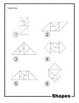 Solutions for outlines of shapes (rectangle, parallelogram, isosceles triangle, double arrow, rhombus, hexagon) made from tangram pieces. Tangrams, invented by the Chinese, are used to develop geometric thinking and spatial sense. 7 figures consisting of triangles, squares, and parallelograms are used to construct the given shapes.