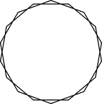 Illustration of 2 regular congruent nonagons that have the same center. One nonagon has been rotated 20&deg; in relation to the other.