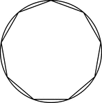 Illustration of a regular nonagon inscribed in a circle. This could also be described as a circle circumscribed about a regular nonagon.