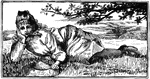 An illustration of girl laying in a field.
