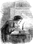 An illustration of a woman blowing out a candle.
