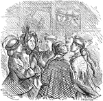 An illustration of a group of women talking.