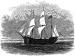 An illustration of a large wind powered ship.