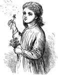 An illustration of a girl blowing dandelions.