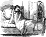 An illustration of a child huddled under the blankets in bed.