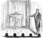 An illustration of a magician conducting a magic show.