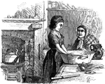 An illustration of two women cooking.