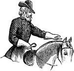 An illustration of a soldier sitting on a horse.