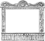 An illustration of an empty puppet stage.