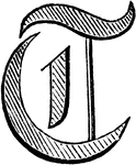 An illustration of the decorative letter T.
