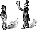 An illustration of a man ringing a bell.