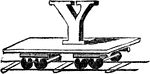 An illustration of a decorative Y on a train car.