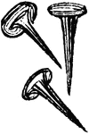 An illustration of three tacks.