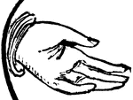 An illustration of a hand with its palm facing upwards.