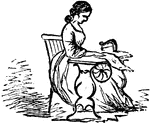 An illustration of a woman sewing.