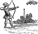 An illustration of a man with a bow and arrow.