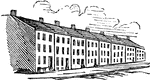 An illustration of row houses.