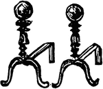An illustration of two andirons.