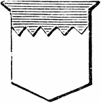 "Argent, a chief, azure, indented. The chief is an ordinary terminated by an horizontal line, which, if it is of any other form but straight, its form must be expressed; it is placed in the upper part of the escutcheon, and occupies one third of the field." -Hall, 1862