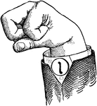 Vowels have a wide, firm, and free channel, whereby the breath is modified without friction or sibilation. &hellip; in representing vowels the hand suggests a wide and firm channel, by having the accented finger bent and its terminal phalanx brought firmly in contact with the terminal phalanx of the thumb. <p> Vowel positions are distinguished by always having the voice phalanx of the thumb accented and in contact with the terminal phalanx of the accented finger. This kind of accent is the strongest which can be given a finger, and so always takes precedence. Two modes of accentuation may not co-exist. Mixed Vowels have the palm thrown forward so as to assume a compromising position. In Primary Vowel positions the accented voice phalanx of the thumb and the terminal phalanx of the accented finger overlap. None of the unaccented fingers are straightened. Wide Vowel positions differ from analogous Primary Vowel positions by having straightened unaccented fingers, to denote "Wide." Mid Vowels have the center finger accented.