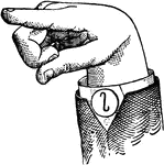 Vowels have a wide, firm, and free channel, whereby the breath is modified without friction or sibilation. &hellip; in representing vowels the hand suggests a wide and firm channel, by having the accented finger bent and its terminal phalanx brought firmly in contact with the terminal phalanx of the thumb. <p> Vowel positions are distinguished by always having the voice phalanx of the thumb accented and in contact with the terminal phalanx of the accented finger. This kind of accent is the strongest which can be given a finger, and so always takes precedence. Two modes of accentuation may not co-exist. Mixed Vowels have the palm thrown forward so as to assume a compromising position. Wide Vowel positions differ from analogous Primary Vowel positions by having straightened unaccented fingers, to denote "Wide." Mid Vowels have the center finger accented.
