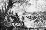 This sketch depicts the Confederates crossing the Potomac during the Maryland Campaign or the Antietam Campaign (September 4-20, 1862). The Maryland Campaign is considered one of the major turning points of the Civil War.