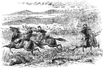 A sketch of a cavalry engagement during the Civil War.