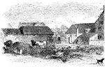 View of the farm-house of Jacob Pocock, near Bath, England, the second training place of the "Bencia Boy," which he was again obliged to leave on account of a complaint being lodged against him before the magistrates.