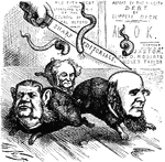Criticism for the "White-Washing Committee's report on the "ring's" accounts. The "White-Washing Committee" invited by The Ring controller to inspect his books. Nast entitled this drawing "Three Blind Mice."