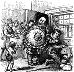 Nast shows New York corruption as Tweed attempts to mask his action through handouts to the poor as Tweedledee and Sweedledum.