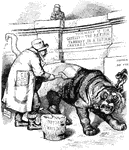 Horace Greeley whitewashing the Tammany Tiger. "What are you going to do about it," if "old honesty" lets him loose again?"