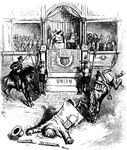 Horace Greeley's defeat in the 1872 Presidential Election - "dismounted from the Democratic steed."