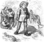 The story of the good little boy who did not prosper, an illustration by Thomas Nast for a story by Mark Twain.
