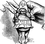 The rag baby swallows the silver dollar and is reviving.