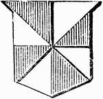 "Gyrony of eight pieces, argent and gules. The field is said to be gyrony when it is covered with gyrons." -Hall, 1862