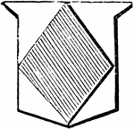 "Argent, a lozenge, vert. The lozenge is formed by four equal and parallel lines but not rectangular, two of its opposite angles being acute, and two obtuse." -Hall, 1862