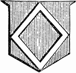 "Gules, a mascle, argent. The mascle is in the shape of a lozenge but perforated through its whole extent except a narrow border." -Hall, 1862