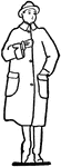 An illustration of an adult male wearing a hat and knee length coat.